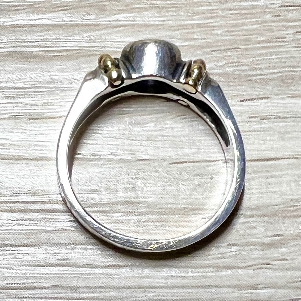 Vintage Designer LAGOS Sterling Silver & 18K Yellow Gold Amethyst Caviar Ring - Picture 6 of 9